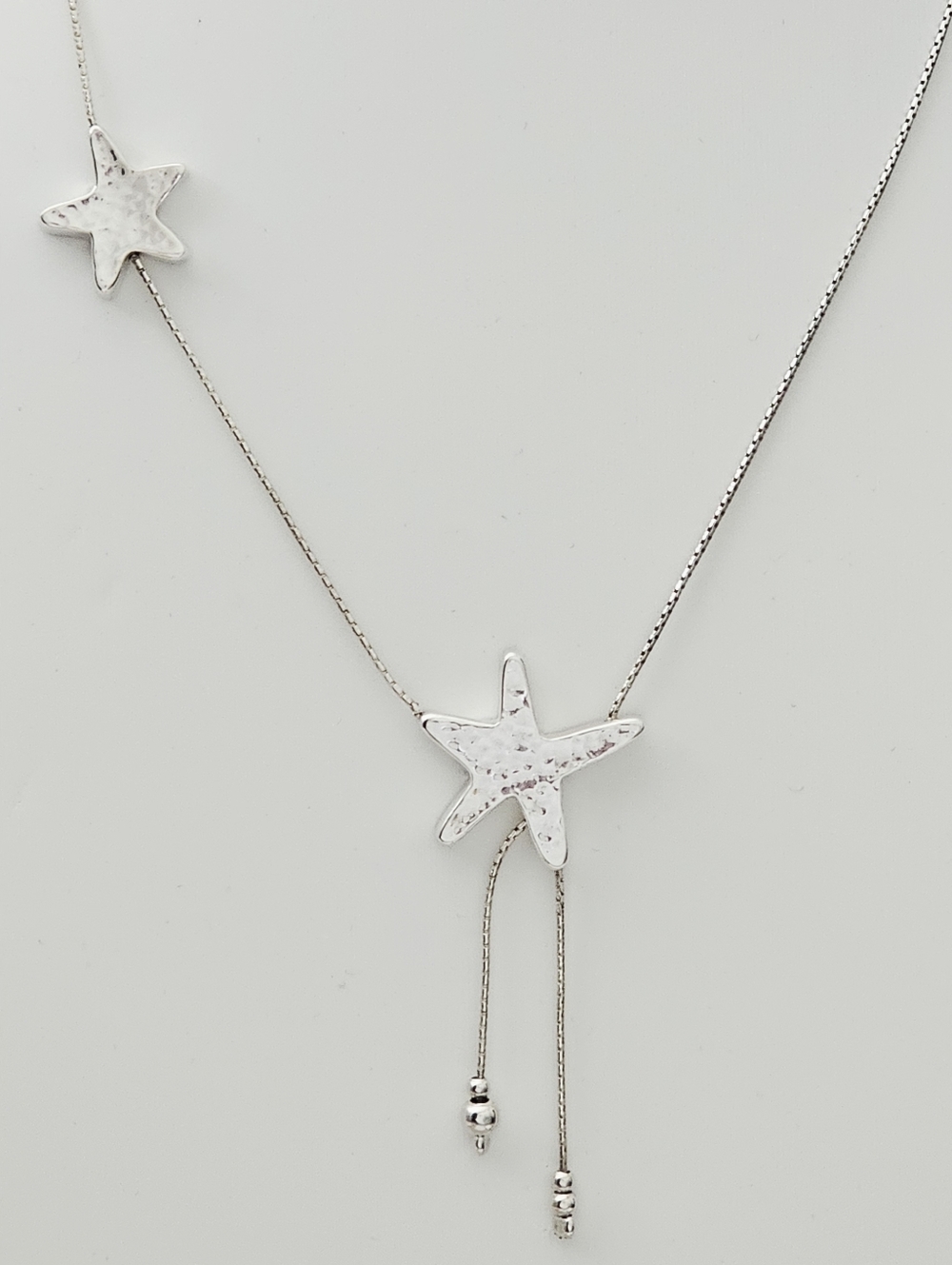 Avi Soffer Sterling Silver Double Star Lariat 17" Necklace [Similar to Silpada]